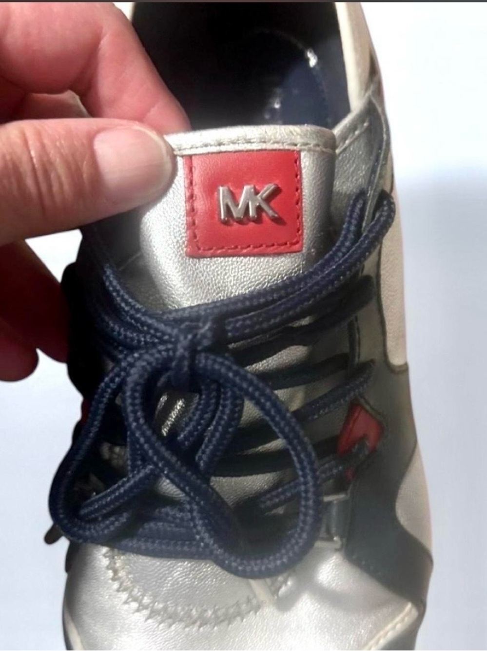 Michael Kors Silver, Navy & Red Lace-Up Sneaker